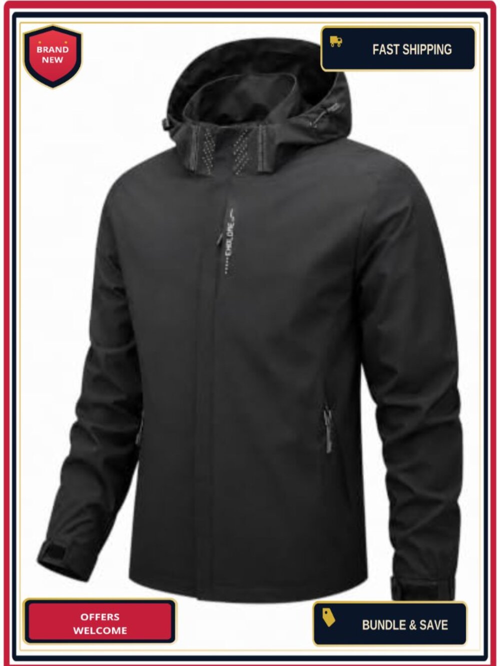 Men's Waterproof Lightweight Rain Jacket Hooded Windbreaker
